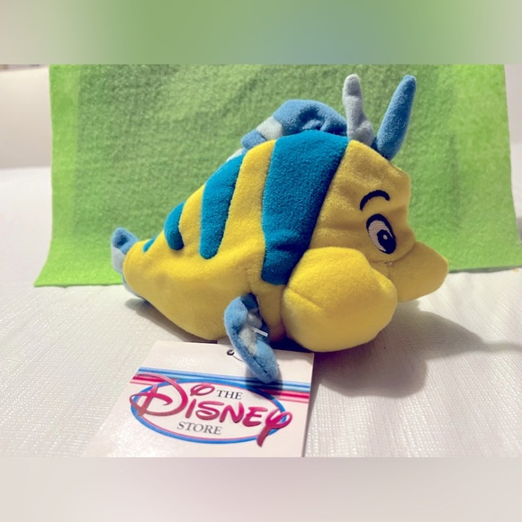 Disney Store “Flounder”The Little Mermaid 7" Bean Bag Plush Stuffed Animal Toy. - Picture 1 of 4